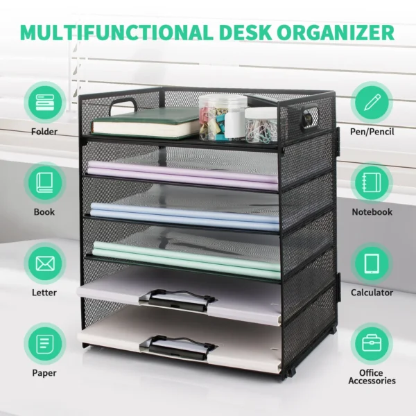 PHANCIR 6-Tier Desk Organizer Paper Storage Box - Image 4