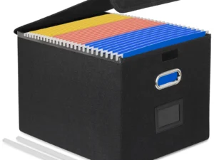 PHANCIR Foldable File Box Collapsible with Lid & Slides
