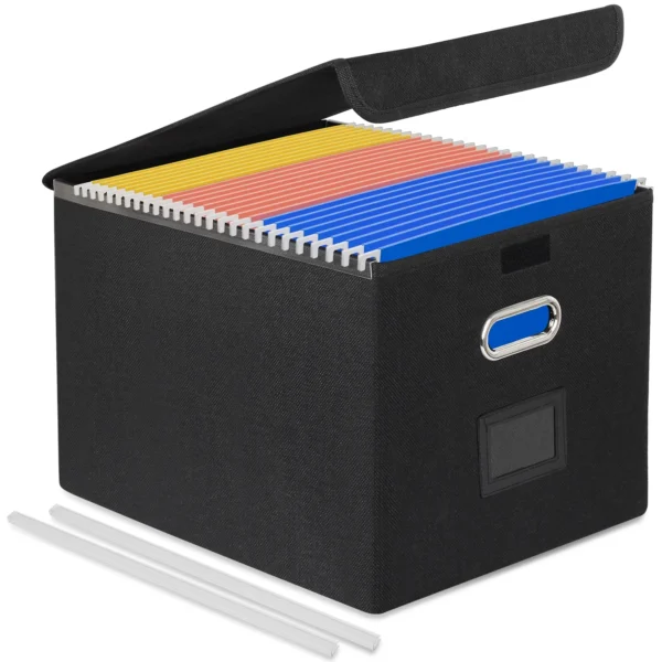 PHANCIR Foldable File Box Collapsible with Lid & Slides