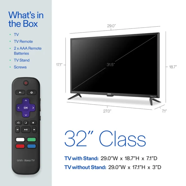onn 32” Class HD (720P) LED Roku Smart Television - Image 4