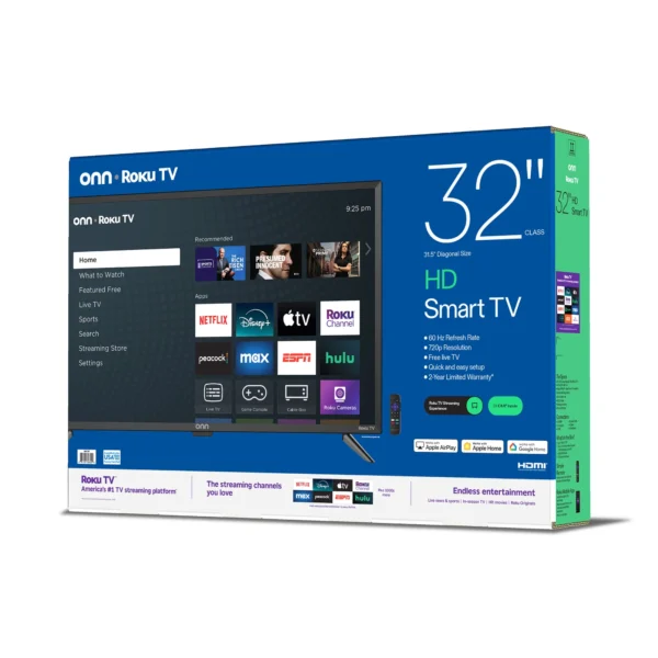onn 32” Class HD (720P) LED Roku Smart Television - Image 3