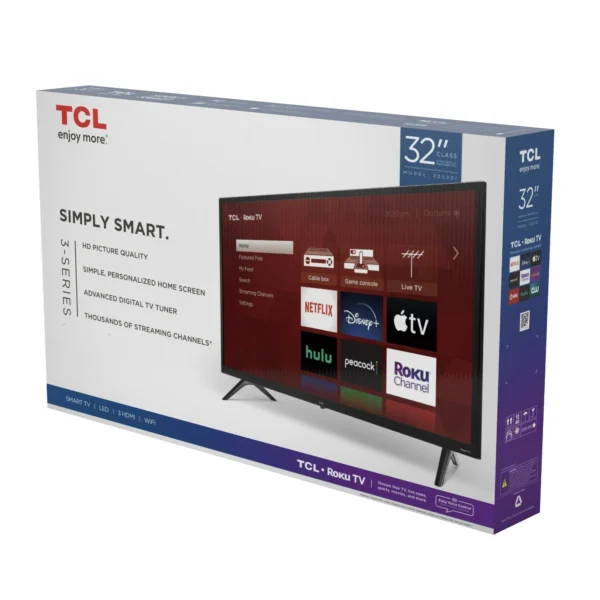 TCL 32” Class S3 - 720p HD LED Smart TV with Roku TV - Image 2